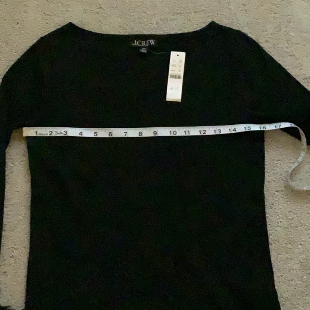 J.Crew Black Top With Feather Accent XXS NWT - Picture 6 of 6